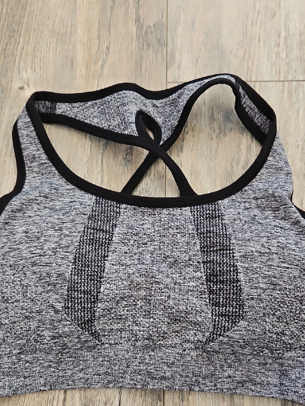 Athletic Works Seamless Heathered Gray Sports Bra with Black Trim